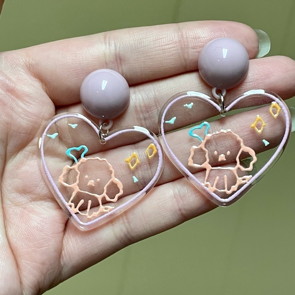 Clear acrylic puppy earrings